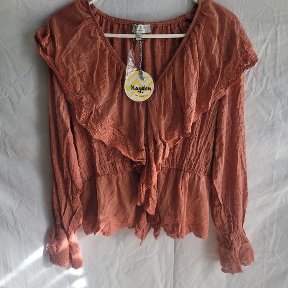 Hayden Coral Lace Rigged Long Sleeve - Picture 1 of 3